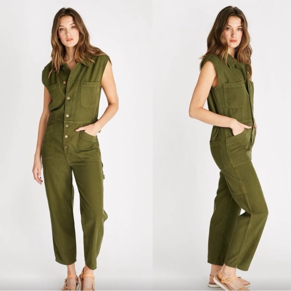 Etica Heidi Sleeveless Coverall Forest Night - military inspired, jumpsuit